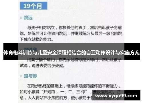 体育格斗训练与儿童安全课程相结合的自卫动作设计与实施方案